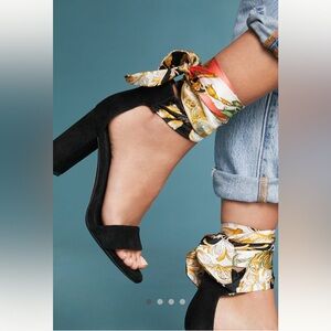 Jeffrey Campbell Black Heels with Colorful Scarf